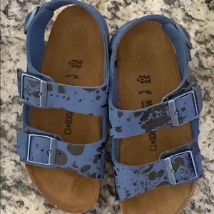 Birkenstock’s- kids blue with black plaster design